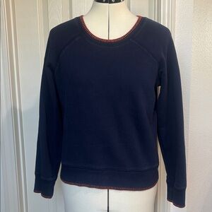 Madewell Navy and Orange Knit Top